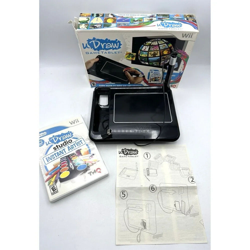 THQ Nintendo Wii uDraw Black Game Tablet w/ Studio Game **UNTESTED**